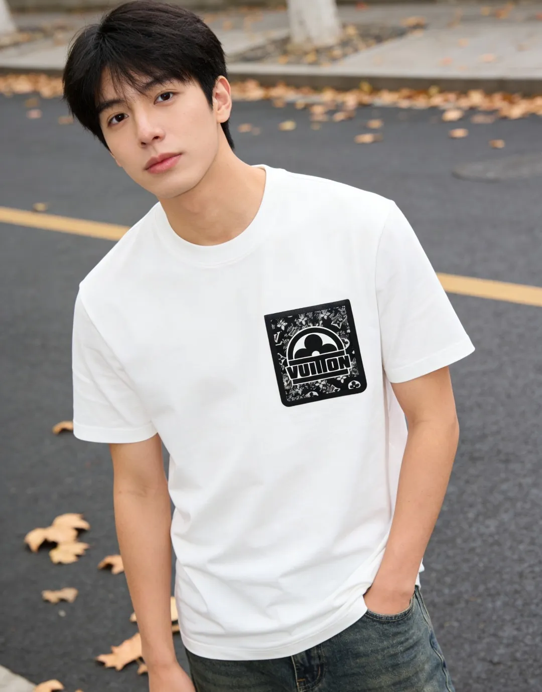 Louis Vuitton/Louis Vuitton presbyopic fake pocket printed short sleeves